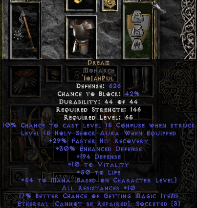 Dream Rune Word in Ethereal Monarch